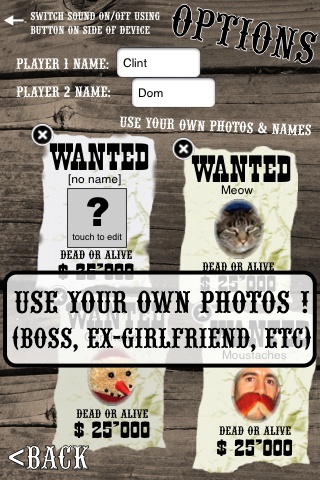 Outlaws for iPhone : use your OWN CUSTOM PHOTOS ingame